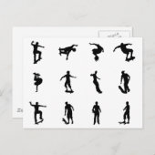 Skateboarder silhouettes briefkaart (Voorkant / Achterkant)