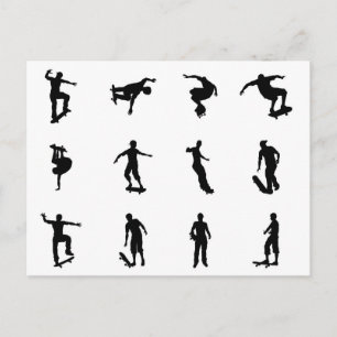 Skateboarder silhouettes briefkaart