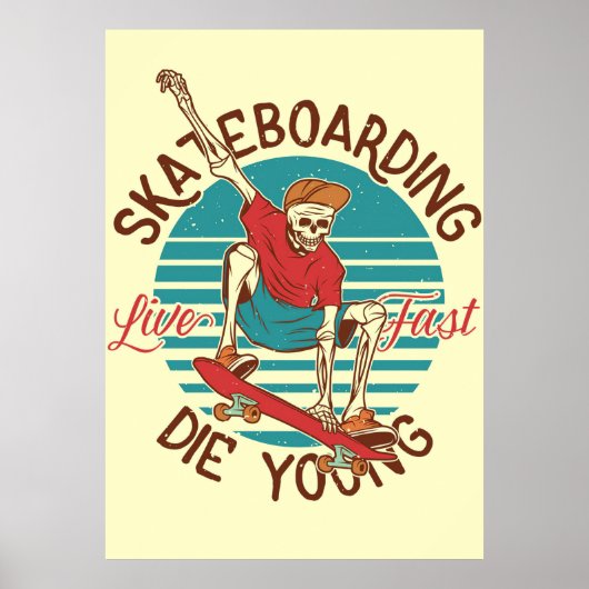 Skateboarder Skateboarden Leven Snel Poster (Voorkant)