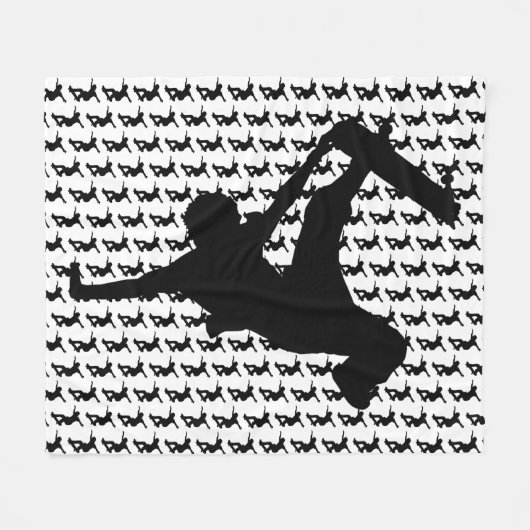 Skateboarder Skateboarden Silhouet Fleece Deken (Voorkant (Horizontaal))