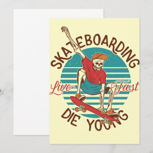 Skateboarder Skateboarder Live Fast Bedankkaart (Voorkant / Achterkant)