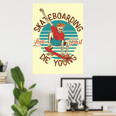 Skateboarder Skateboarder Live Fast Poster (Thuiskantoor)