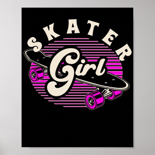 Skateboarder Skater Girl Skateboard Poster (Voorkant)