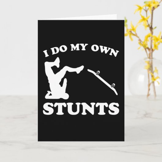 Skateboarder Stunts Fun Skateboard Gift Kaart (Gele Bloem)