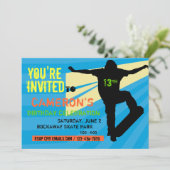 Skateboarder Teen Birthday Uitnodiging (Staand voorkant)