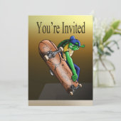 Skateboarder Turtle Verjaardag Kaart (Staand voorkant)