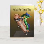 Skateboarder Verjaardag Kaart (Gele Bloem)