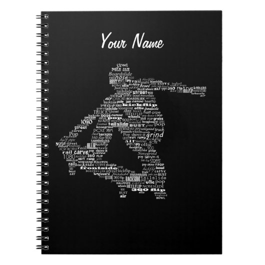 Skateboarder word collage notebook notitieboek (Voorkant)