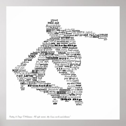 Skateboarder word collage poster (Voorkant)