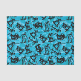 Skateboarders Blue Tissuepapier