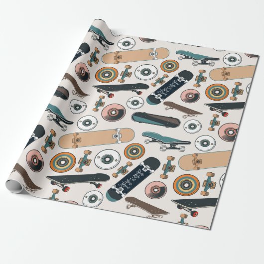 Skateboarders Onderdelen Cadeaupapier (Uitgerold)