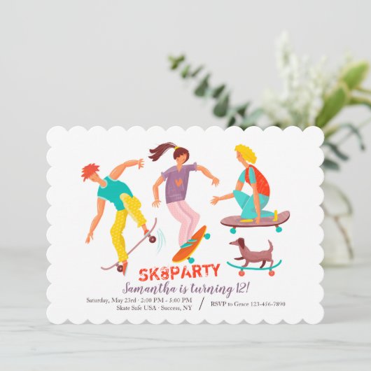 Skateboarders uitnodiging (Staand voorkant)