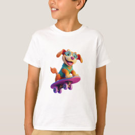 Skateboardhond met gekleurde bril t-shirt
