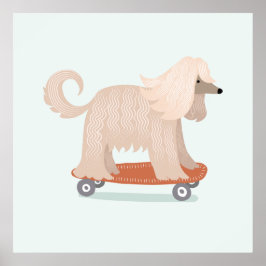 Skateboardhond MuurKunst Poster