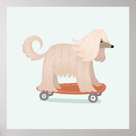 Skateboardhond MuurKunst Poster (Voorkant)