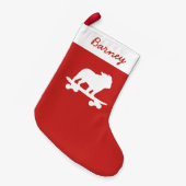 Skateboardhond Silhouette Cool Skater Dog Kleine Kerstsok (Voorkant (Hangend))