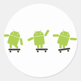 Skateboarding Android Ronde Sticker