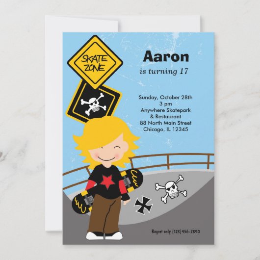 Skateboarding Birthday Kaart (Voorkant)