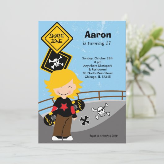 Skateboarding Birthday Kaart (Staand voorkant)