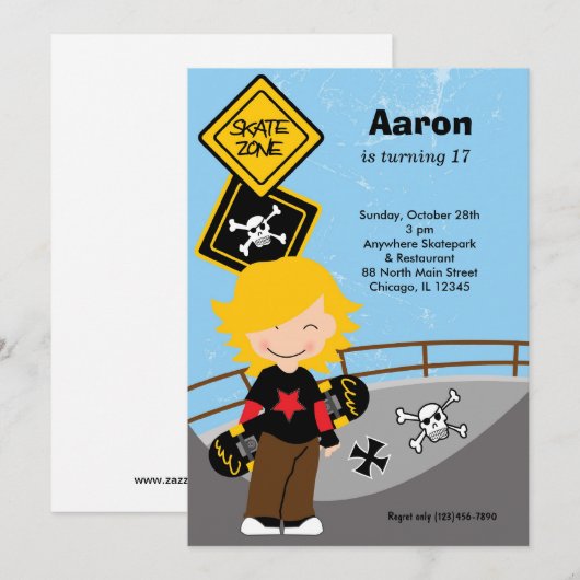 Skateboarding Birthday Kaart (Voorkant / Achterkant)