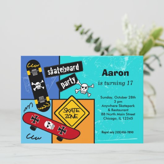 Skateboarding Birthday Kaart (Staand voorkant)