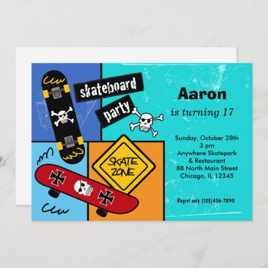 Skateboarding Birthday Kaart (Voorkant / Achterkant)