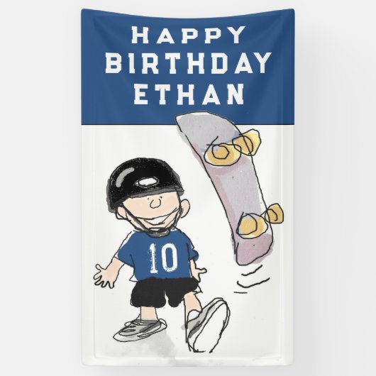 Skateboarding Birthday Spandoek (Verticaal)