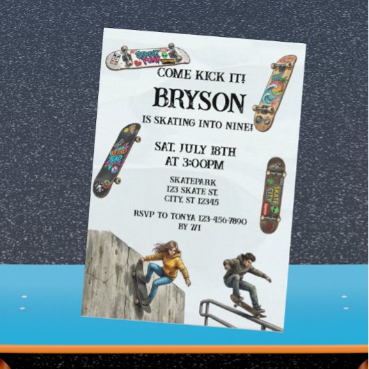 Skateboarding Birthday with Skateboards Kaart