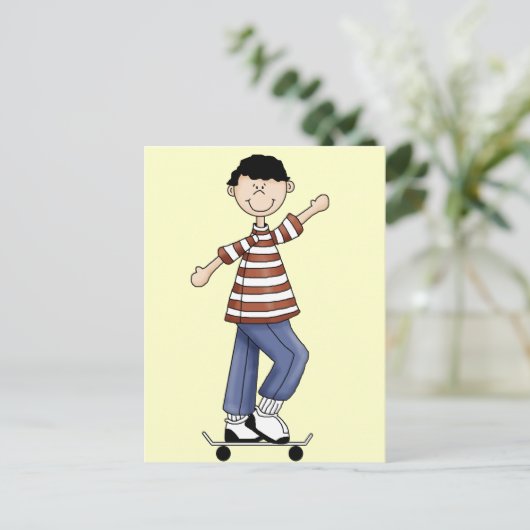 Skateboarding Boy Briefkaart (Staand voorkant)