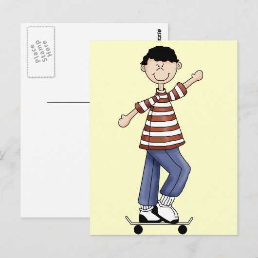 Skateboarding Boy Briefkaart (Voorkant / Achterkant)