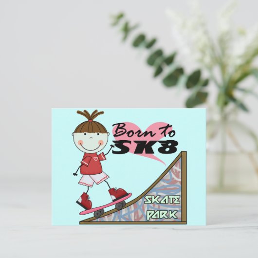 SKATEBOARDING - Brunette Girl Tshirts en Gifts Briefkaart (Staand voorkant)