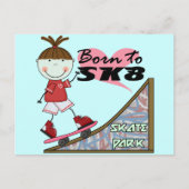 SKATEBOARDING - Brunette Girl Tshirts en Gifts Briefkaart (Voorkant)