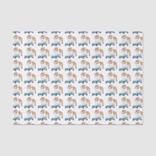 Skateboarding Bulldog Cute Pattern Tissuepapier