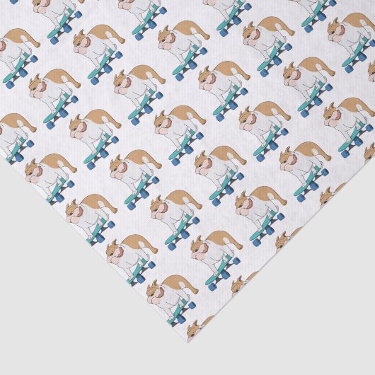 Skateboarding Bulldog Cute Pattern Tissuepapier (Detail)