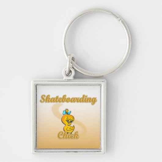 Skateboarding Chick Sleutelhanger (Voorkant)