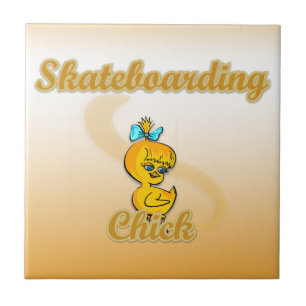 Skateboarding Chick Tegeltje