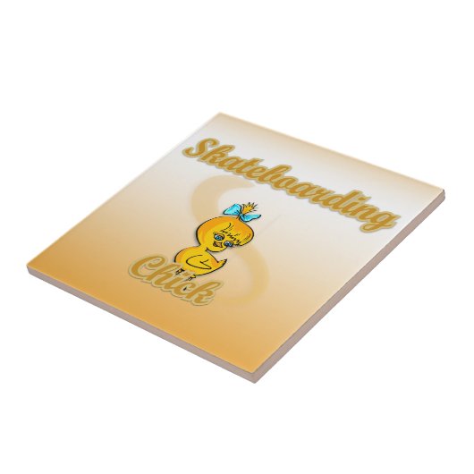 Skateboarding Chick Tegeltje (Zijkant)