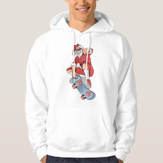 Skateboarding Cool Santa | Kerstmis Hoodie (Voorkant)
