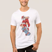 Skateboarding Cool Santa | Kerstmis Tri-Blend Shirt (Voorkant)