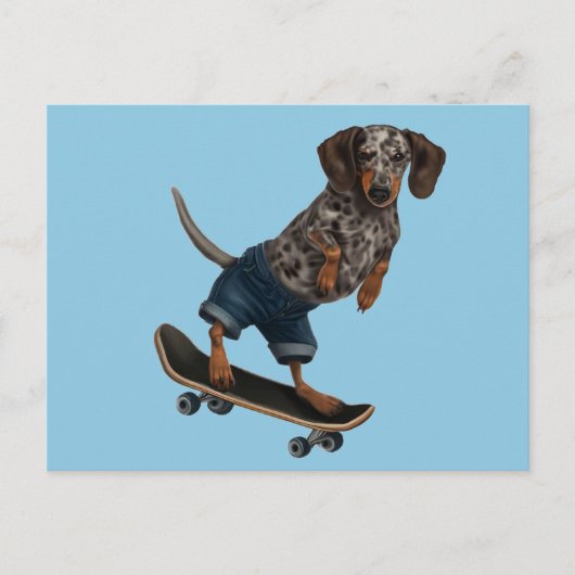 Skateboarding Dachshund Briefkaart (Voorkant)