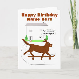 Skateboarding Dog Birthday Card Kaart