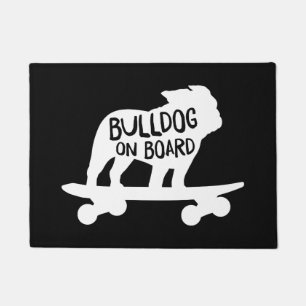 Skateboarding Dog Silhouette Bulldog aan boord Deurmat