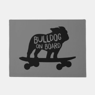 Skateboarding Dog Silhouette Bulldog aan boord Deurmat