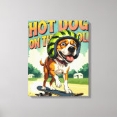 Skateboarding Dog Summer Funny Retro Beach Canvas Afdruk (Voorkant)