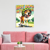 Skateboarding Dog Summer Funny Retro Beach  Canvas Afdruk (Insitu (Woonkamer))