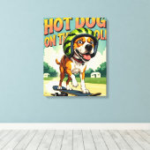 Skateboarding Dog Summer Funny Retro Beach  Canvas Afdruk (Insitu (Houten vloer))