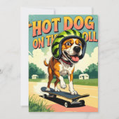 Skateboarding Dog Summer Funny Retro Beach  Feestdagenkaart (Voorkant)