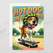 Skateboarding Dog Summer Funny Retro Beach  Feestdagenkaart (Voorkant / Achterkant)