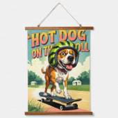 Skateboarding Dog Summer Funny Retro Beach Hangend Wandkleed (Voorkant)