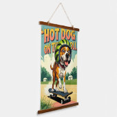Skateboarding Dog Summer Funny Retro Beach Hangend Wandkleed (Gebogen)